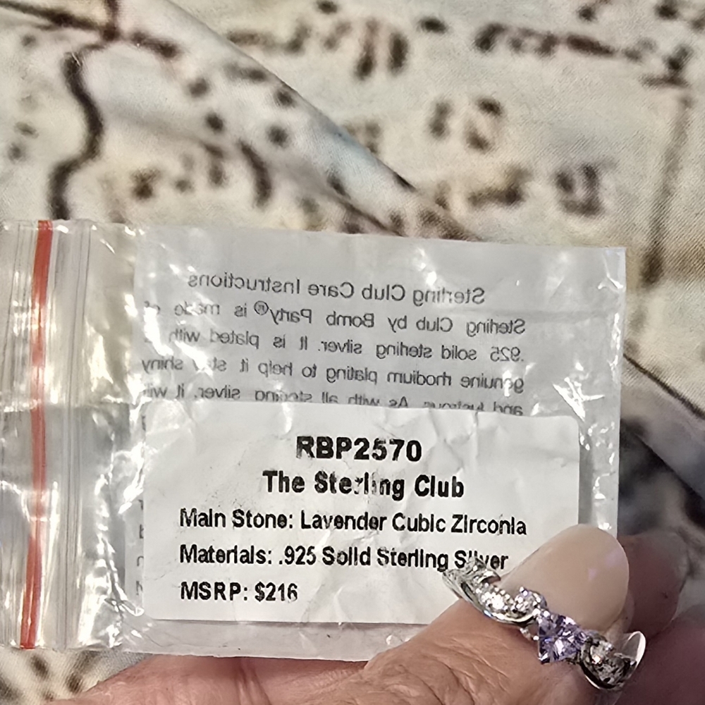 Bomb Party RBP2570 The Sterling Club Lavender Cubic Zirconia Ring